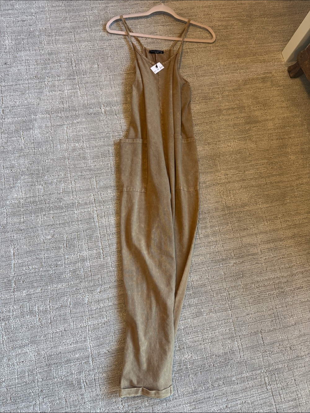 Final Touch Olive-Tan Relaxed Pocket Jumpsuit